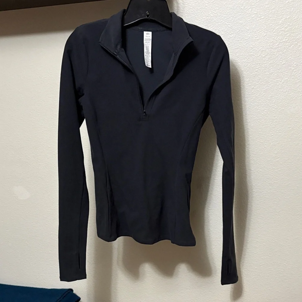 ALO Yoga Alosoft 1/2 zip Rapid Pullover Long Sleeve Top Anthracite Grey NWT XS